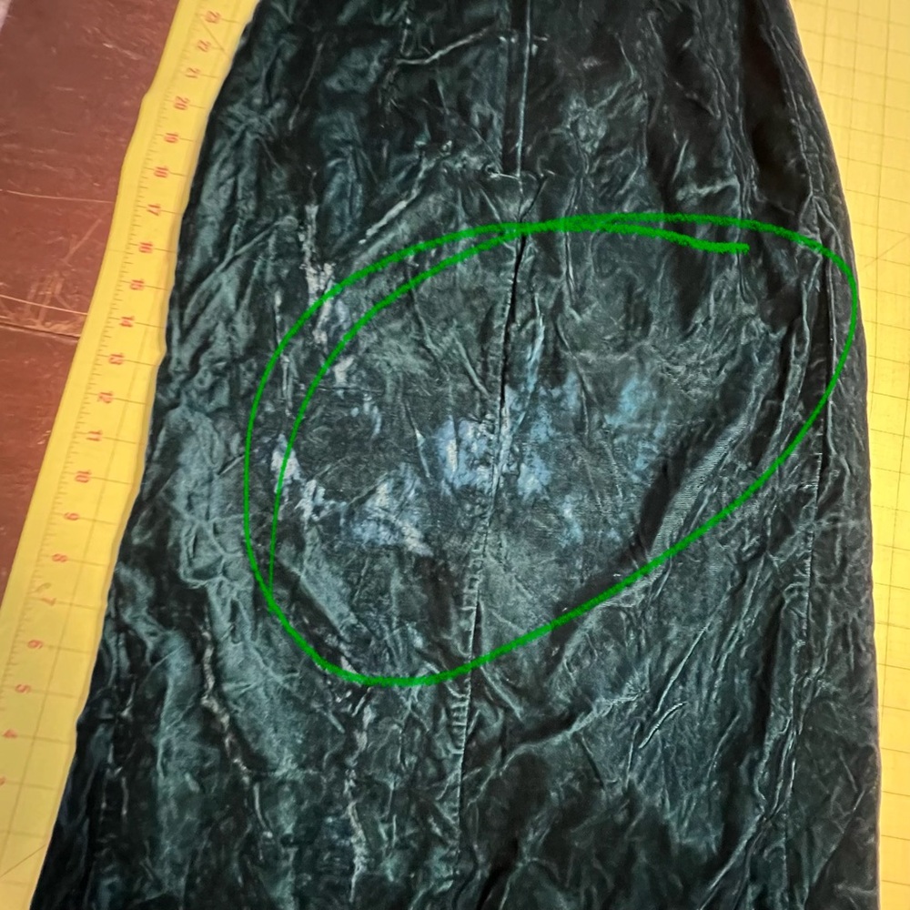 VINTAGE 80s emerald green velvet formal gown prom dress off shoulder lace column - Picture 14 of 15